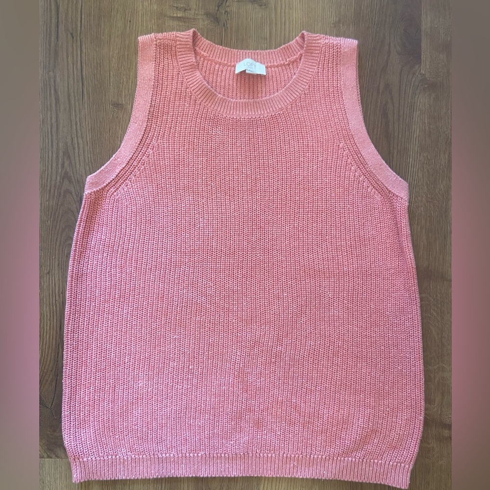Loft pink knit vest, size M cotton